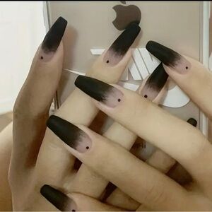 New black goth ombré matte press on nails 24